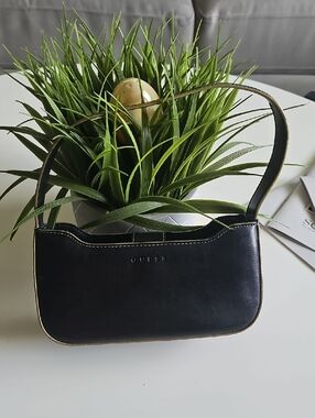 Guess Black Leather Shoulder Hobo with Contrast Trim